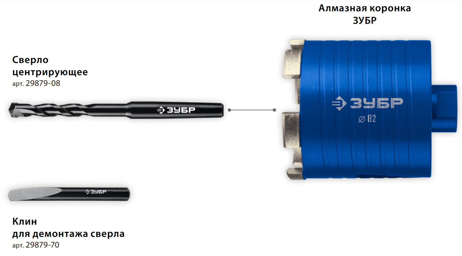 Сверло центрирующее для сегментной коронки 8х120 мм с пластиной ВК8, к/х ЗУБР 29879-08 - фото